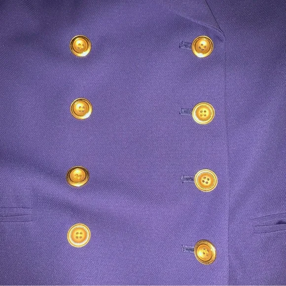 EUC Blazer: Double-Breasted, Brass Button, Periwinkle, Vintage - Picture 9 of 15